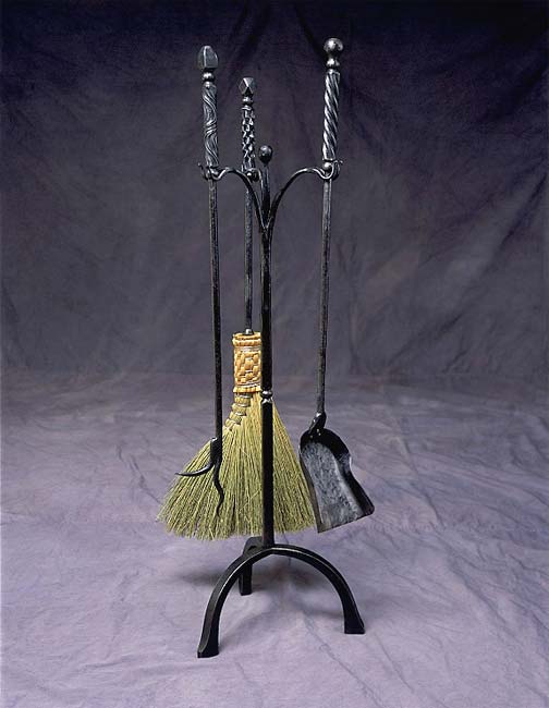 Blacksmith Custom Designed Fireplace Tools and Stand Hand Steel